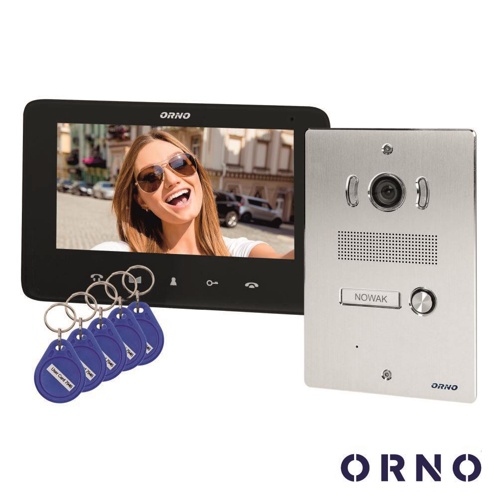 Vídeo Porteiro C/ Lcd 7" Cores E Leitor RFID LEDS Preto ORNO