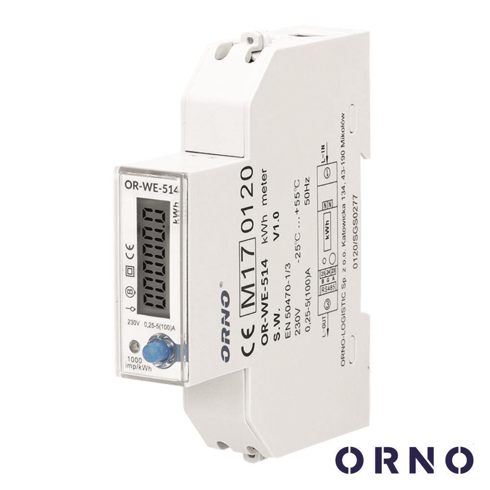 Contador de Energia 230V/100A RS485 1 Módulo P/ Calha Din