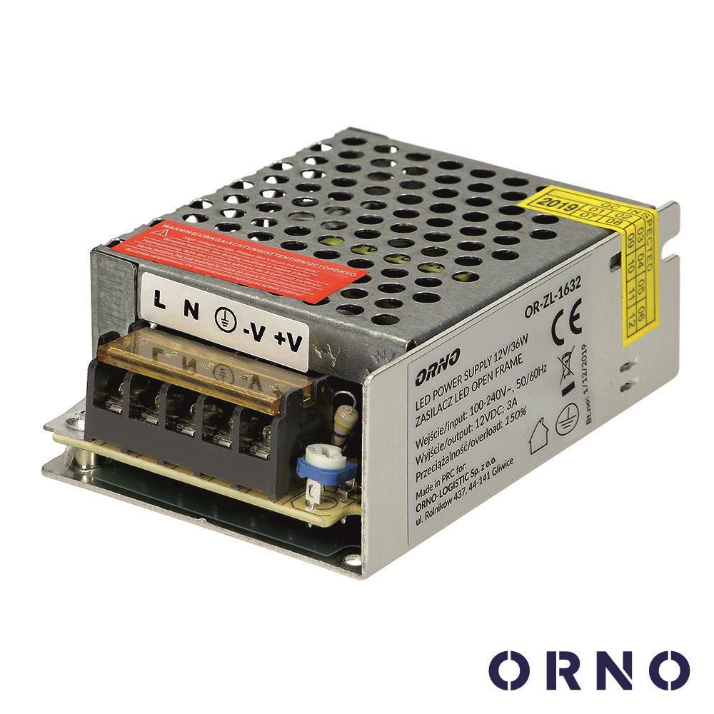 OR-ZL-1632 Fonte de alimentação industrial 12V 36W 3A ORNO