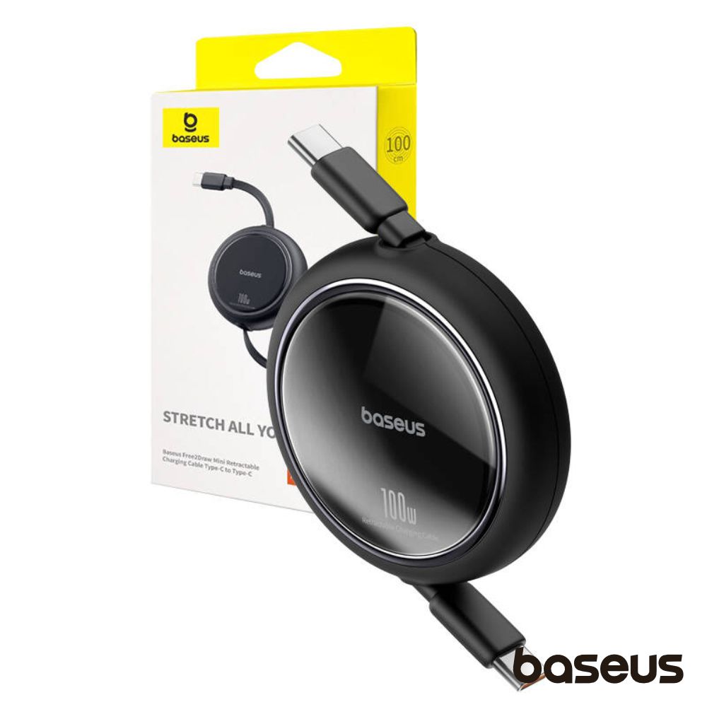 Cabo Retrátil USB-C P/ USB-C Macho PD 100W Preto BASEUS