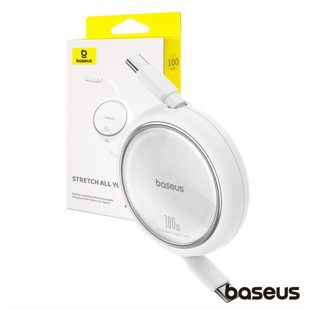 Cabo Retrátil USB-C P/ USB-C Macho PD 100W Branco BASEUS