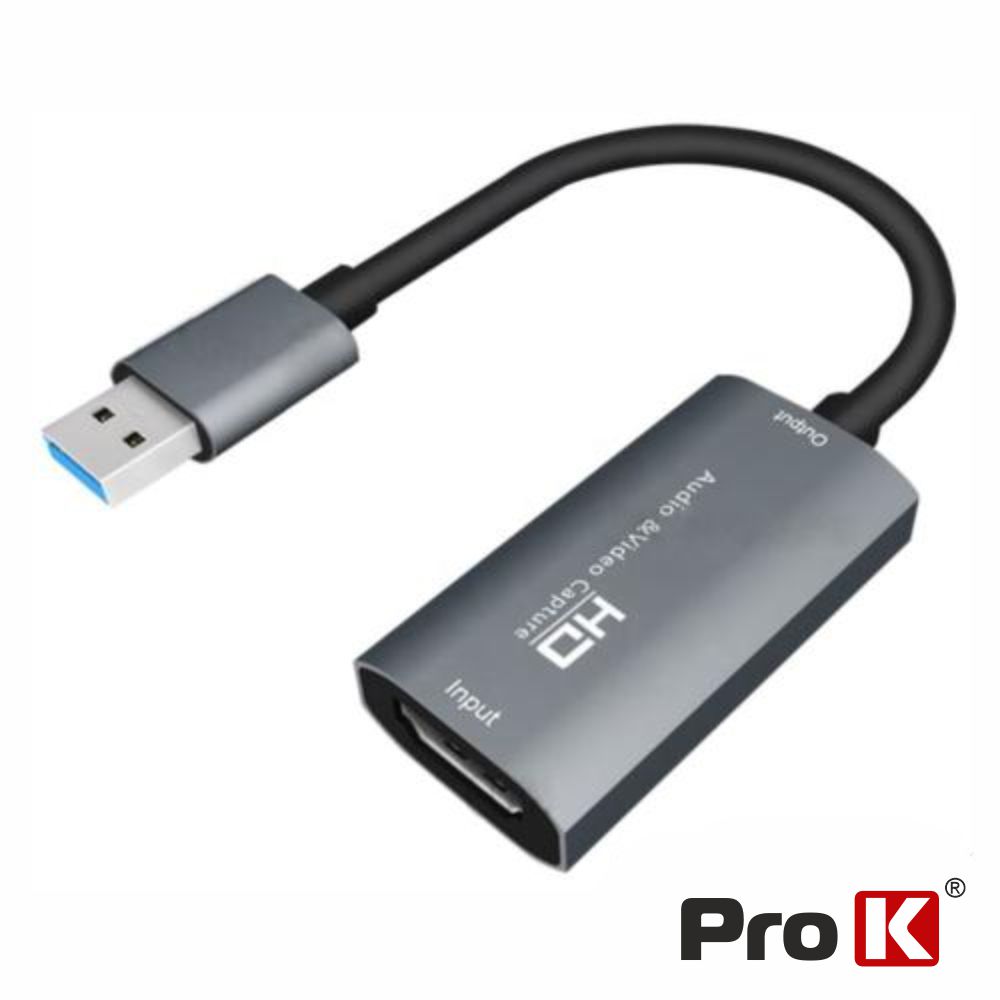 PK-HDMICPTUSB03 Placa captura HDMI audio e video p/USB 2.0 4K 30HZ PROK