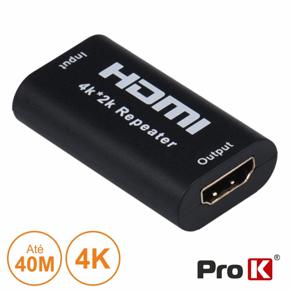 PK-HDMIHDMI02 Ficha Amplificadora HDMI Dourada 4k Até 40m Prok
