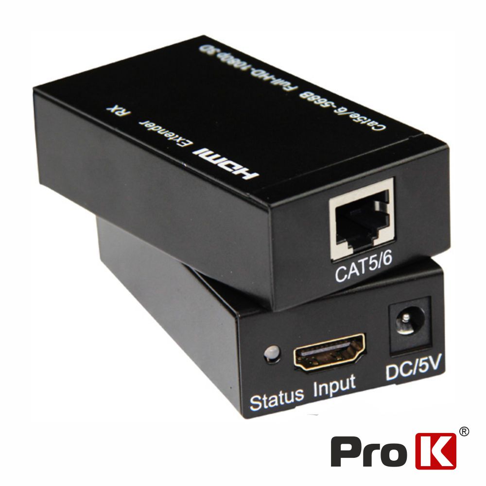 PK-HDMIRJ45EXT02 Kit emissor+receptor HDMI por RJ45 cat5/6 - até 60mts