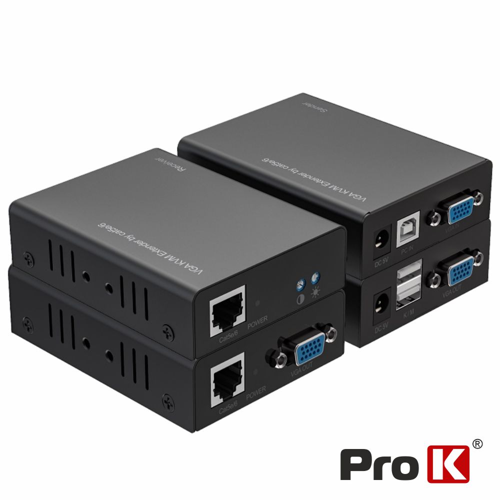 Receptor E Transmissor VGA Via RJ45 CAT5e/6 300m C/ USB PROK