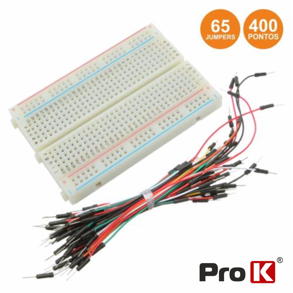 PLACA DE ENSAIO MULTIFUNÇÕES C/ 400 PONTOS 65 JUMPERS PROK