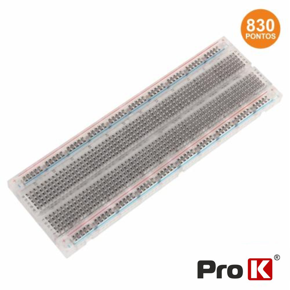 PLACA DE ENSAIO MULTIFUNÇÕES C/ 830 PONTOS TRANSPARENTE PROK