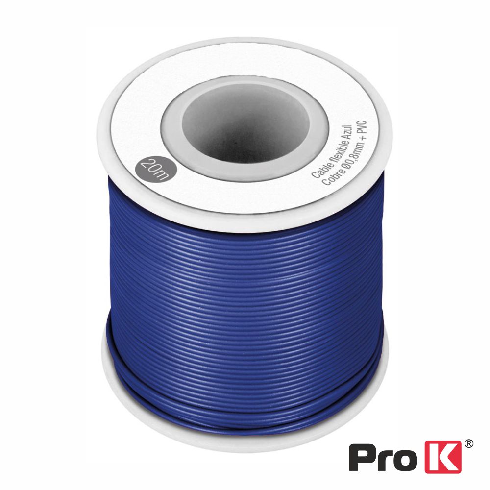 Cabo Multifilar Azul 0.8mm Rolo 20m PROK