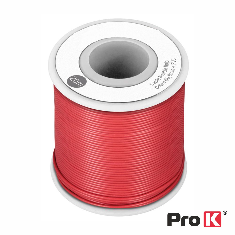Cabo Multifilar Vermelho 0.8mm Rolo 20m PROK