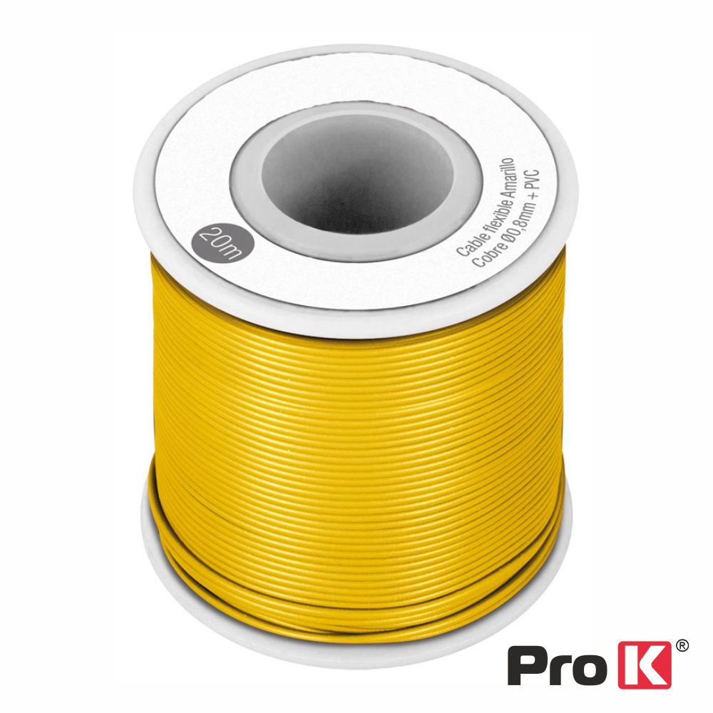 Cabo Multifilar Amarelo 0.8mm Rolo 20m PROK