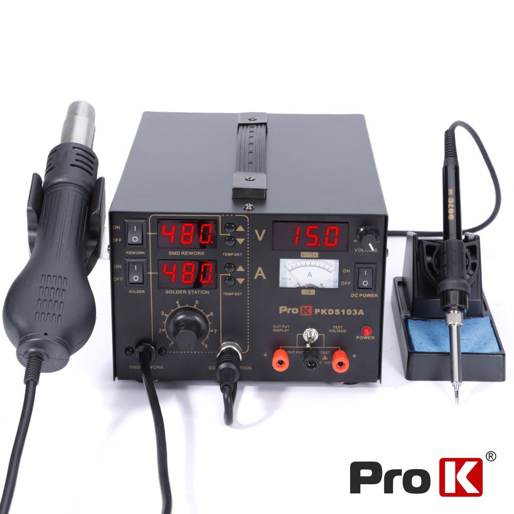 ESTAÇÃO DE SOLDAR E DESSOLDAR SMD AR QUENTE C/ 5V/1A PROK