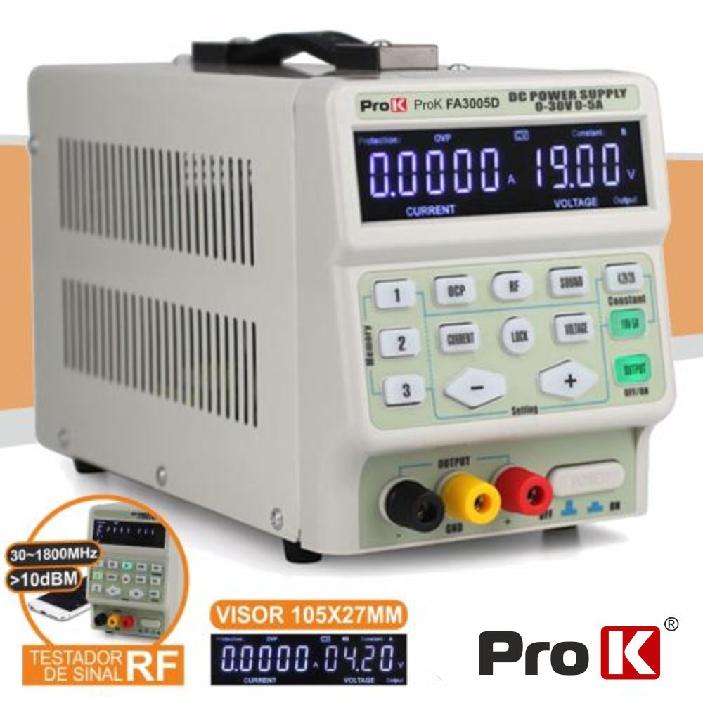 PKFA3005D Fonte De Alimentação Digital 0-30V / 0-5A Testador Rf PROK
