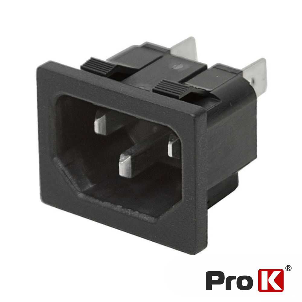 FICHA ALIMENTAÇÃO IEC C14 MACHO DE PAINEL