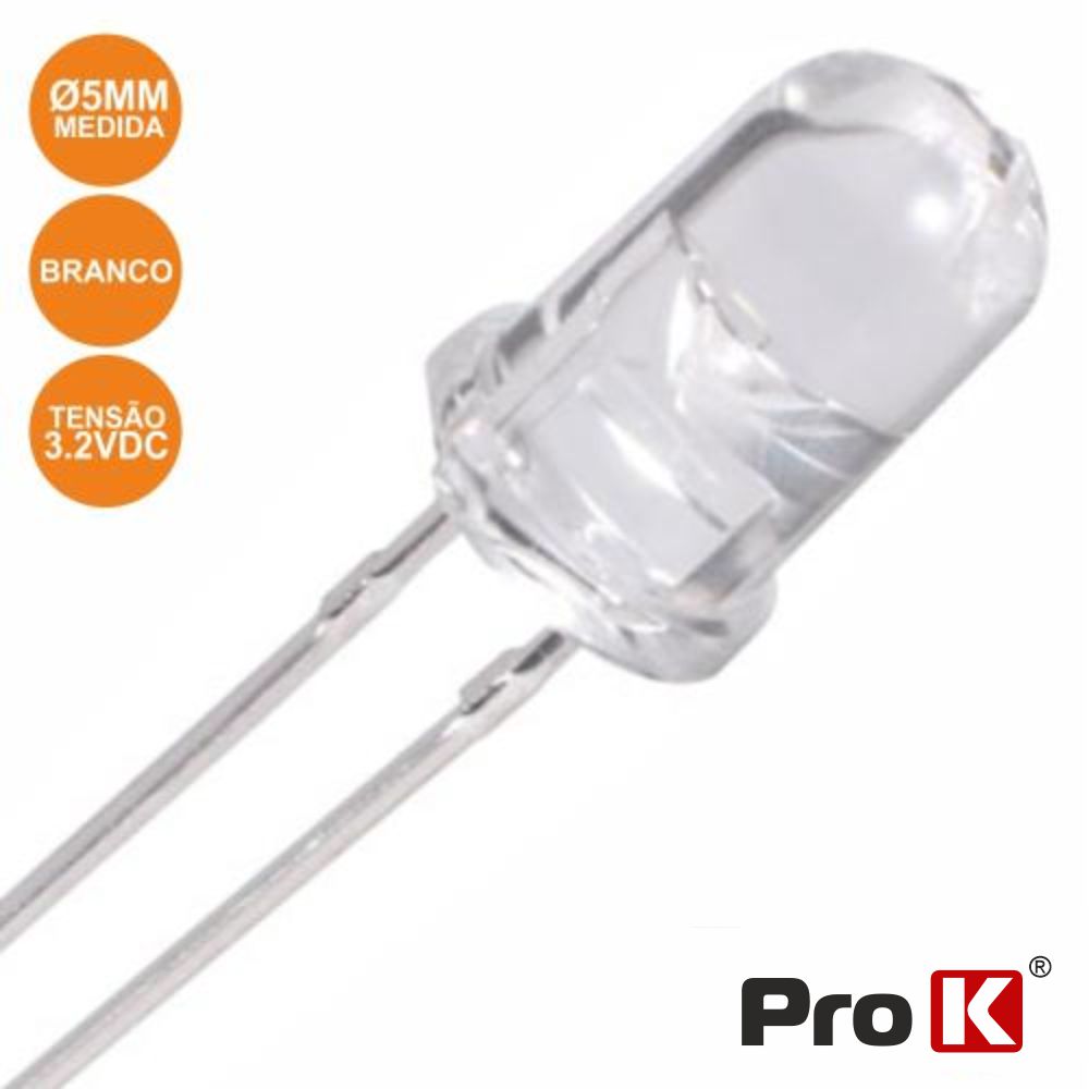 LED 5MM ALTO BRILHO BRANCO PROK