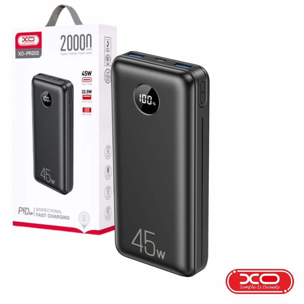 Powerbank 20000mAh 2 USB-A / USB-C PD 45W Preto XO