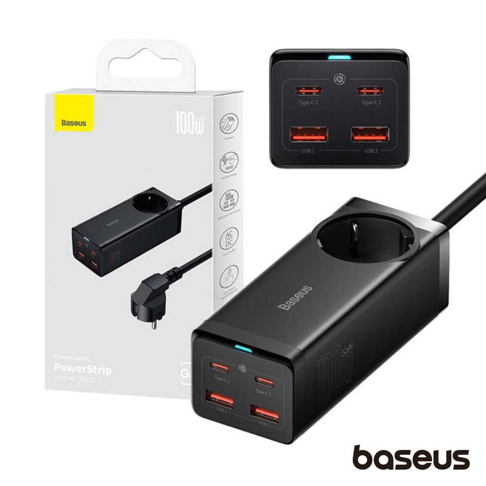 Estação de Carregamento GaN3 Schuko 2x USB-A 2x USB-C 100W