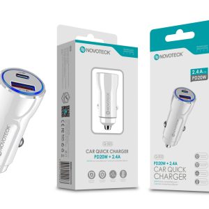 Carregador Rápido Automóvel Novoteck Q-003 com Tecnologia PD 20W e USB 2.4A