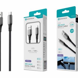 Cabo Type-C de Liga de Zinco 3.4A 1.2m, Trançado em Nylon S-075