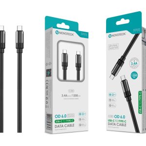 Cabo USB-C para USB-C Negro 3.4A , OD 6.0 Super Grosso, 1.2m, S-080