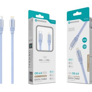 Cabo USB-C para Lightning Azul PD 30W, OD 6.0 Super Grosso, 1.2m, S-081