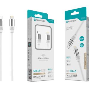 Cabo USB-C para Lightning Branco PD 30W, OD 6.0 Super Grosso, 1.2m, S-081