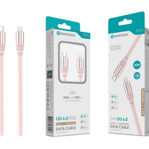 Cabo USB-C para Lightning Rosa PD 30W,OD 6.0 Super Grosso, 1.2m, S-081