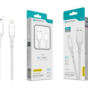 Cabo de Dados Fast Charge 5A PVC Macaron Design - Branco , Lightning USB , 1.0M