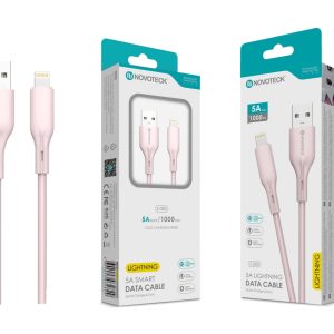Cabo de Dados Fast Charge 5A PVC Macaron Design - Rosa , Lightning USB , 1.0M