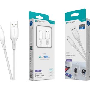 Cabo de Dados Fast Charge 5A PVC Macaron Design - Branco , Type-C USB , 2.0M