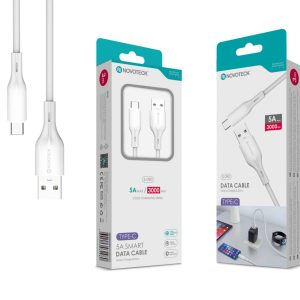 Cabo de Dados Fast Charge 5A PVC Macaron Design - Branco , Type-C USB , 3.0M