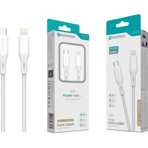 Cabo de Dados Fast Charge 5A PVC Macaron Design - Branco , USB-C to Lightinig , 1.0M