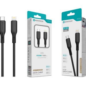 Cabo de Dados Fast Charge 5A PVC Macaron Design - Negro , USB-C to Lightinig , 1.0M