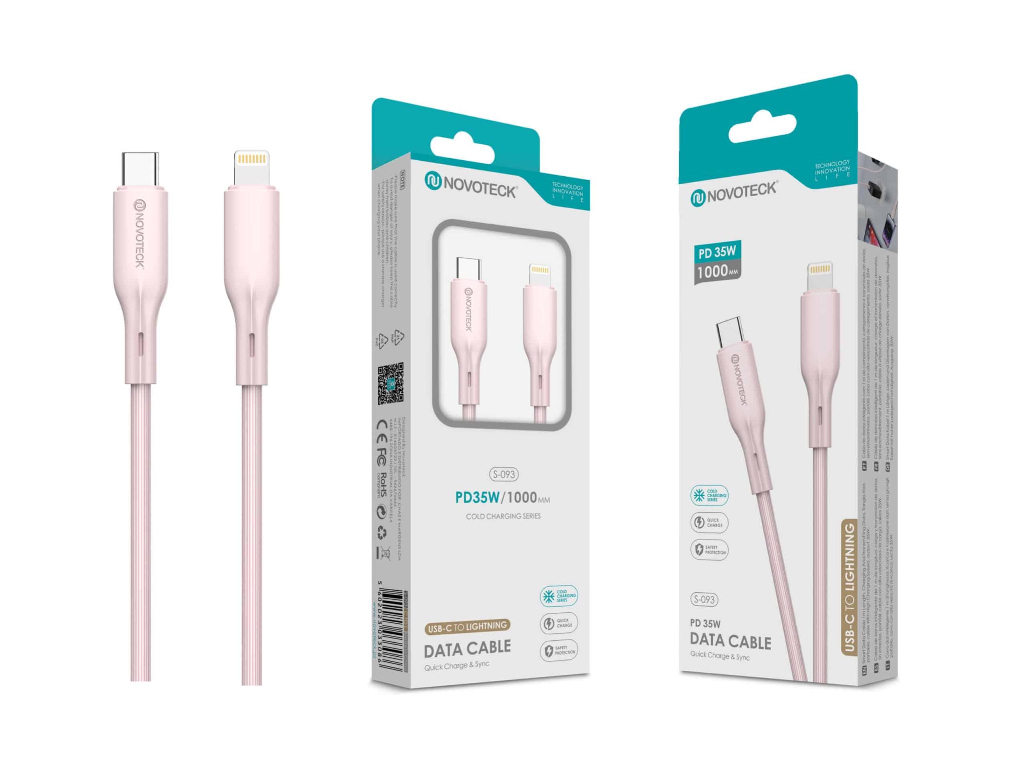 Cabo USB-C para Lightning PD35W Rosa 1M S-093