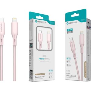 Cabo de Dados Fast Charge 5A PVC Macaron Design - Rosa , USB-C to Lightinig , 1.0M