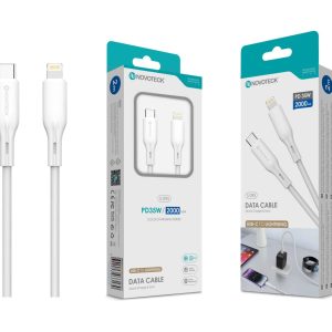 Cabo de Dados Fast Charge 5A PVC Macaron Design - Branco , USB-C to Lightinig , 2.0M