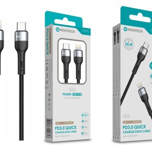 Cabo de Dados Trançado Nylon 3.1A Carregamento Rápido - Negro , USB-C to Lightinig , 1.0M