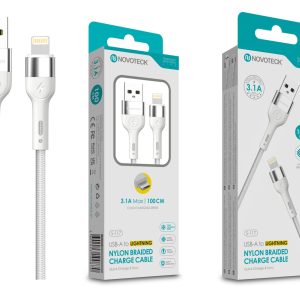 Cabo Lightning NOVOTECK S-117 - Nylon Trançado, 3.1A, 100cm,Branco