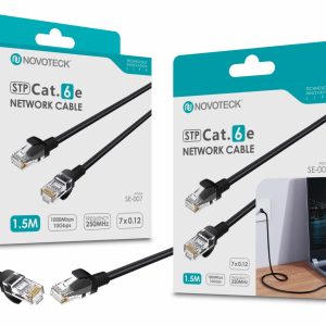 Cabo de Rede Blindado Novoteck STP Cat.6e SE-007 - 1,5m, 1000 Mbps, Conectores RJ45