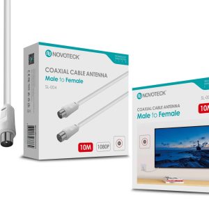 Cabo Coaxial de Antena Novoteck SL-004 – Macho para Fêmea, 10m