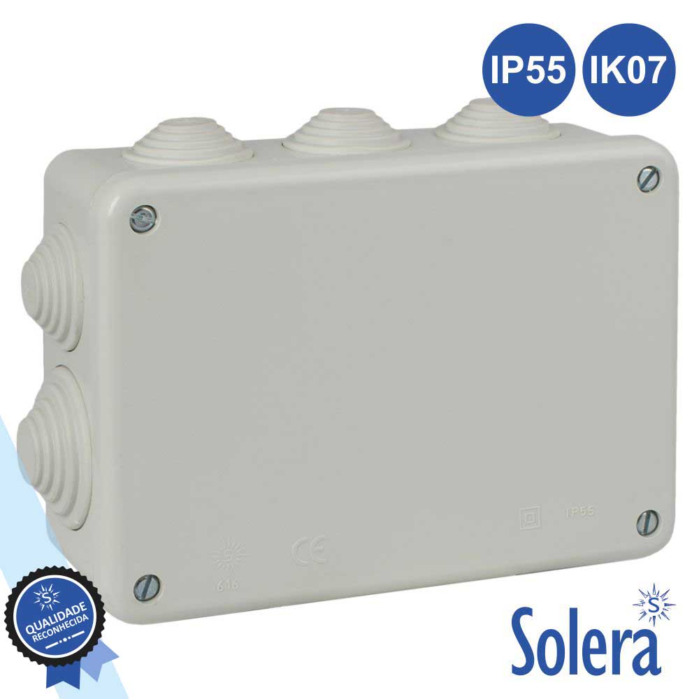 CAIXA DE PASSAGEM ESTANQUE C/ 8 CONES 153x110x55MM SOLERA