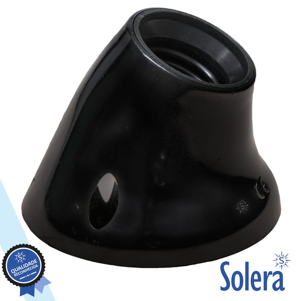 CASQUILHO P/ LÂMPADA E27 CURVO PRETO SOLERA