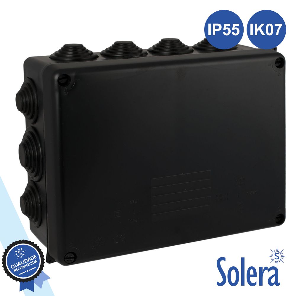 CAIXA DE PASSAGEM ESTANQUE C/ 14 CONES 220x170x80MM SOLERA