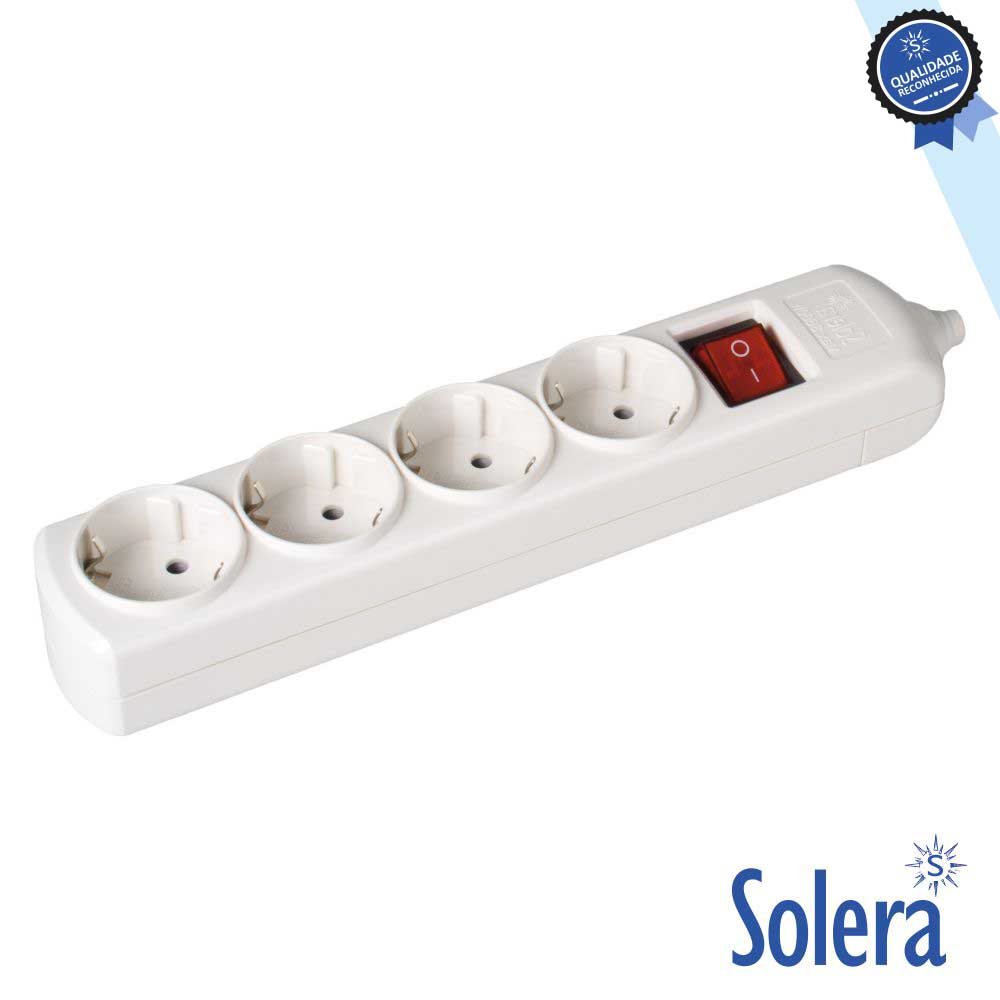 TOMADA ELÉTRICA C/ 4 SAÍDAS SCHUKO INTERRUPTOR SOLERA