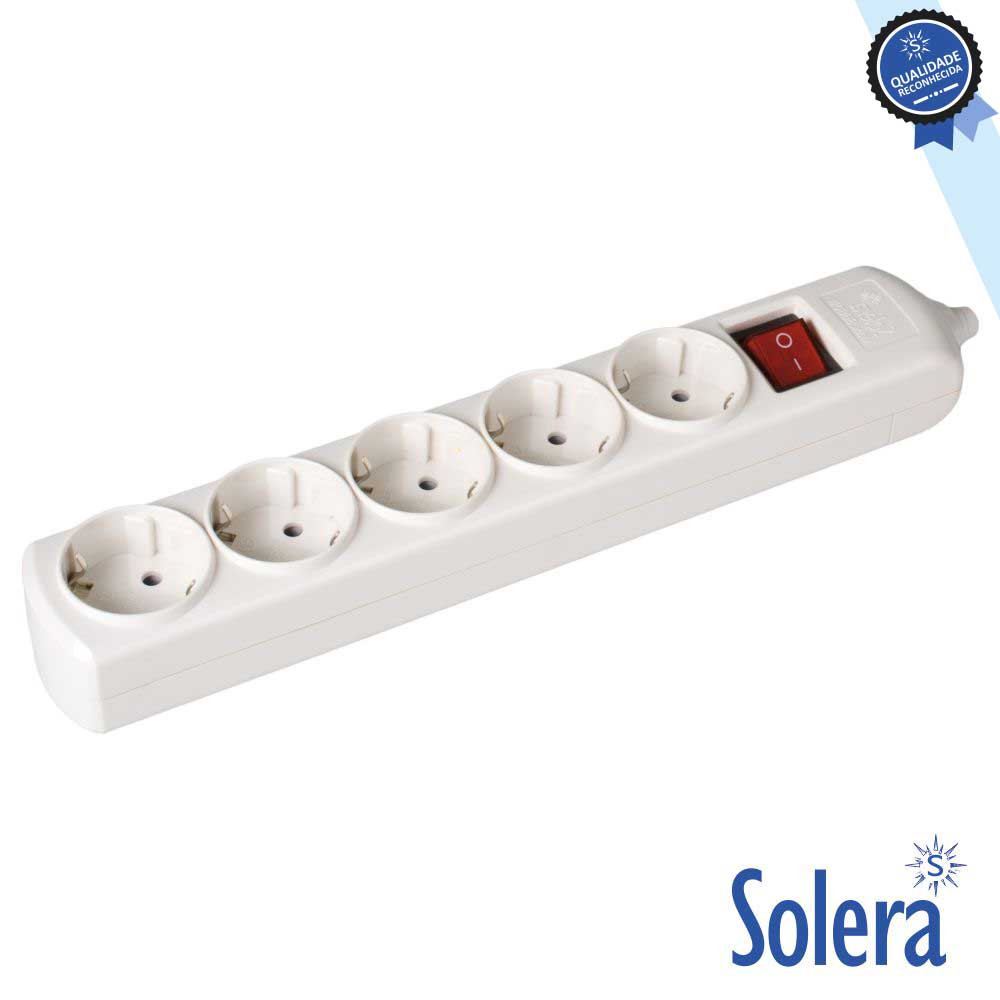TOMADA ELÉTRICA C/ 5 SAÍDAS SCHUKO INTERRUPTOR SOLERA