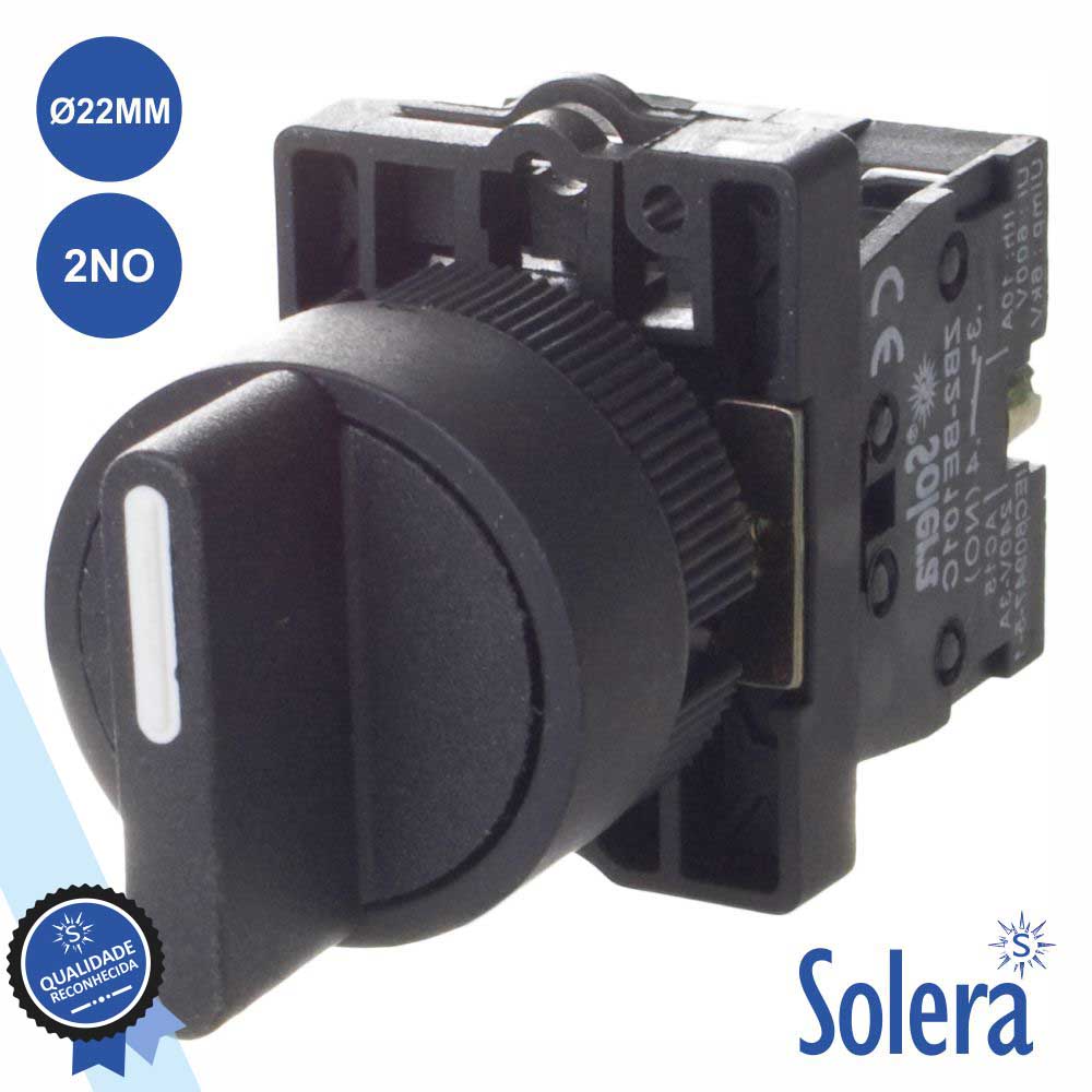 SLR-INT5/3A2 Interruptor Seletor Rotativo 3 Posições 2NO Ø22mm SOLERA