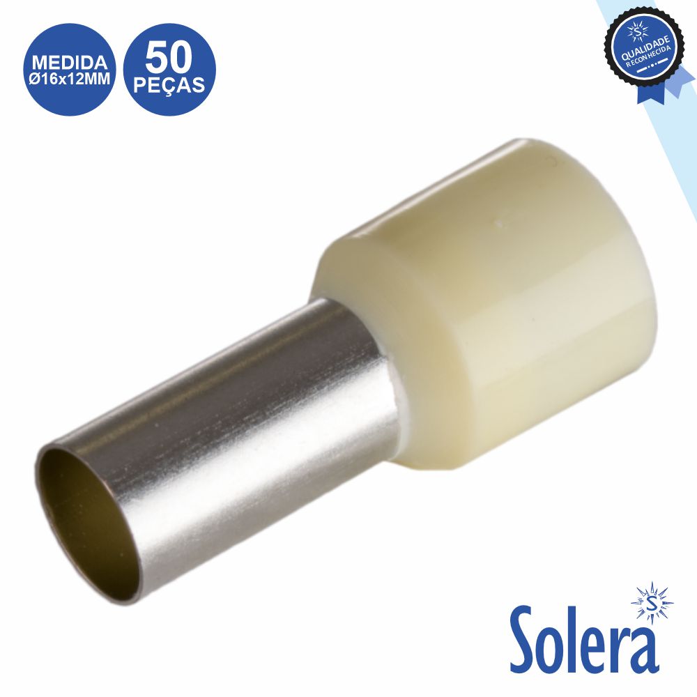 Terminal Ponteira Isolado Ø16x12mm 50x Branco SOLERA
