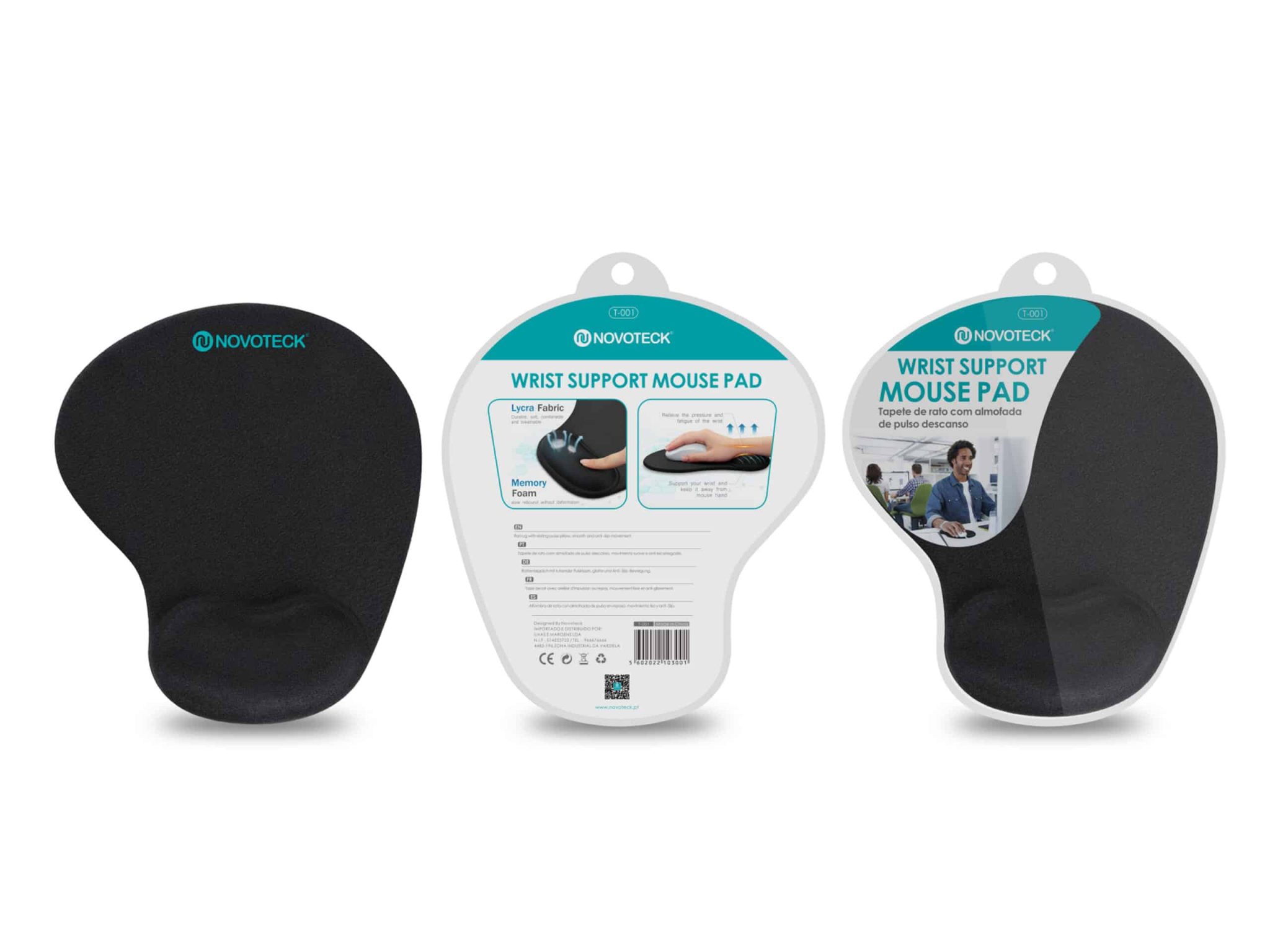Tapete de Rato com Apoio de Pulso Ergonómico T-001