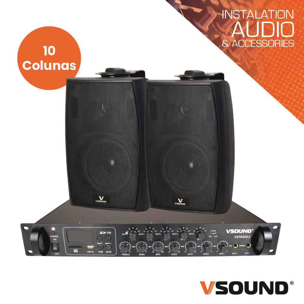 Sistema de Sonorização 160W 220V 100V 120m2 VSOUND