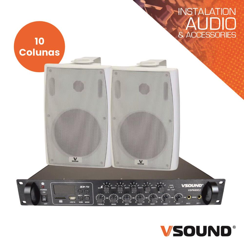 Sistema de Sonorização 160W 220V 100V 120m2 VSOUND