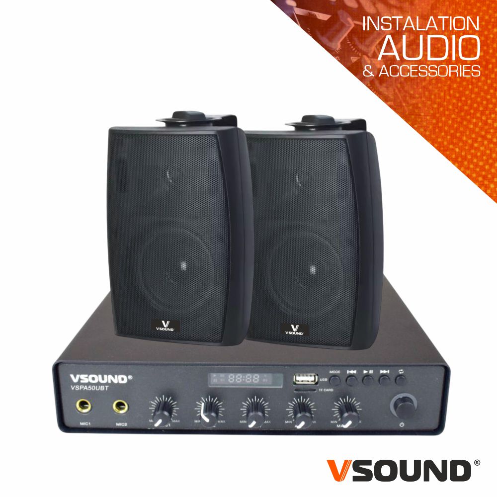 Sistema de Sonorização 100W 12/230V 100V 50m2 VSOUND